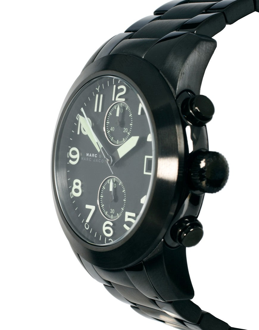Marc Jacobs Larry Chronograph Black Dial Black Steel Strap Watch for Men - MBM5052