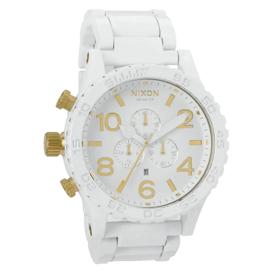 Nixon 51-30 Chronograph White Dial White Steel Strap Watch for Men - A083-1035