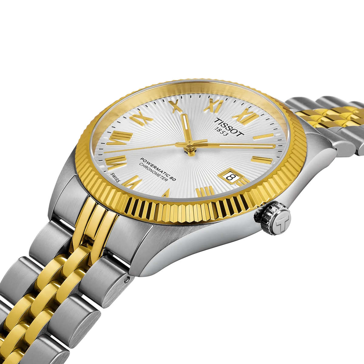 Tissot Ballade Powermatic 80 Cosc Silver Dial Two Tone Steel Strap Watch for Men - T156.408.22.033.00