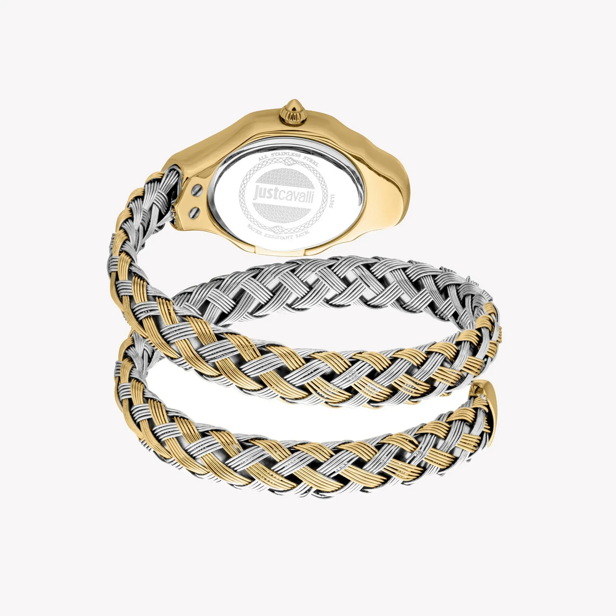 Just Cavalli Twined Mother of Pearl Dial Two Tone Steel Strap Watch for Women - JC1L305M0055