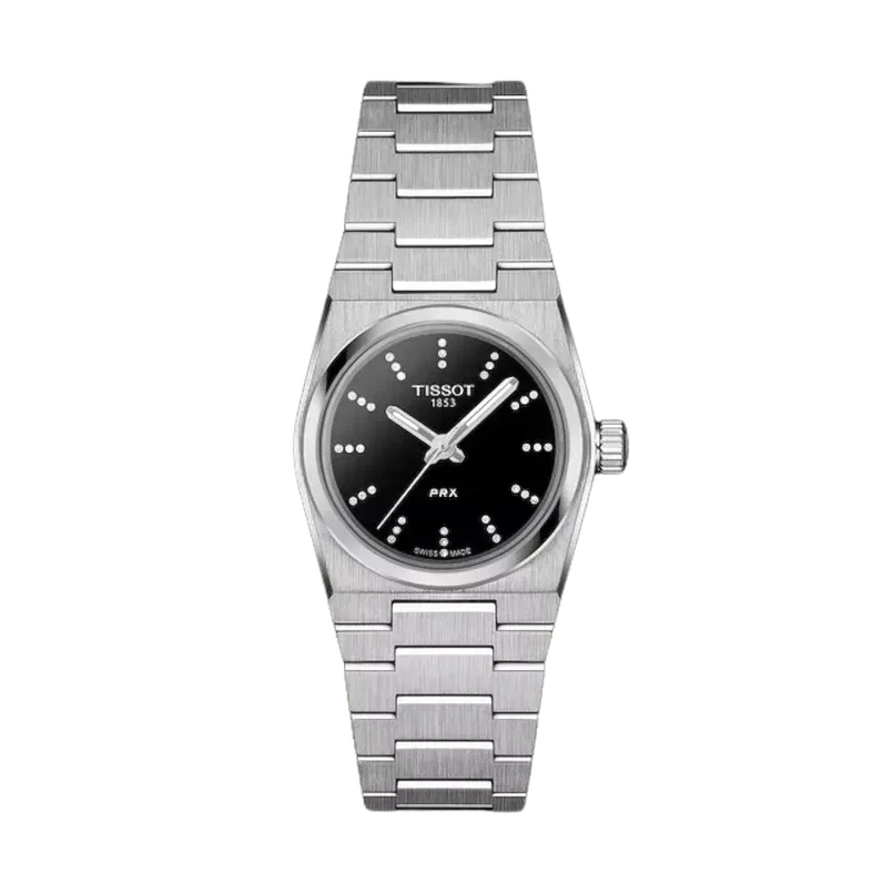Tissot PRX Quartz Diamonds Black Dial Silver Steel Strap Watch for Women - T137.010.11.056.00