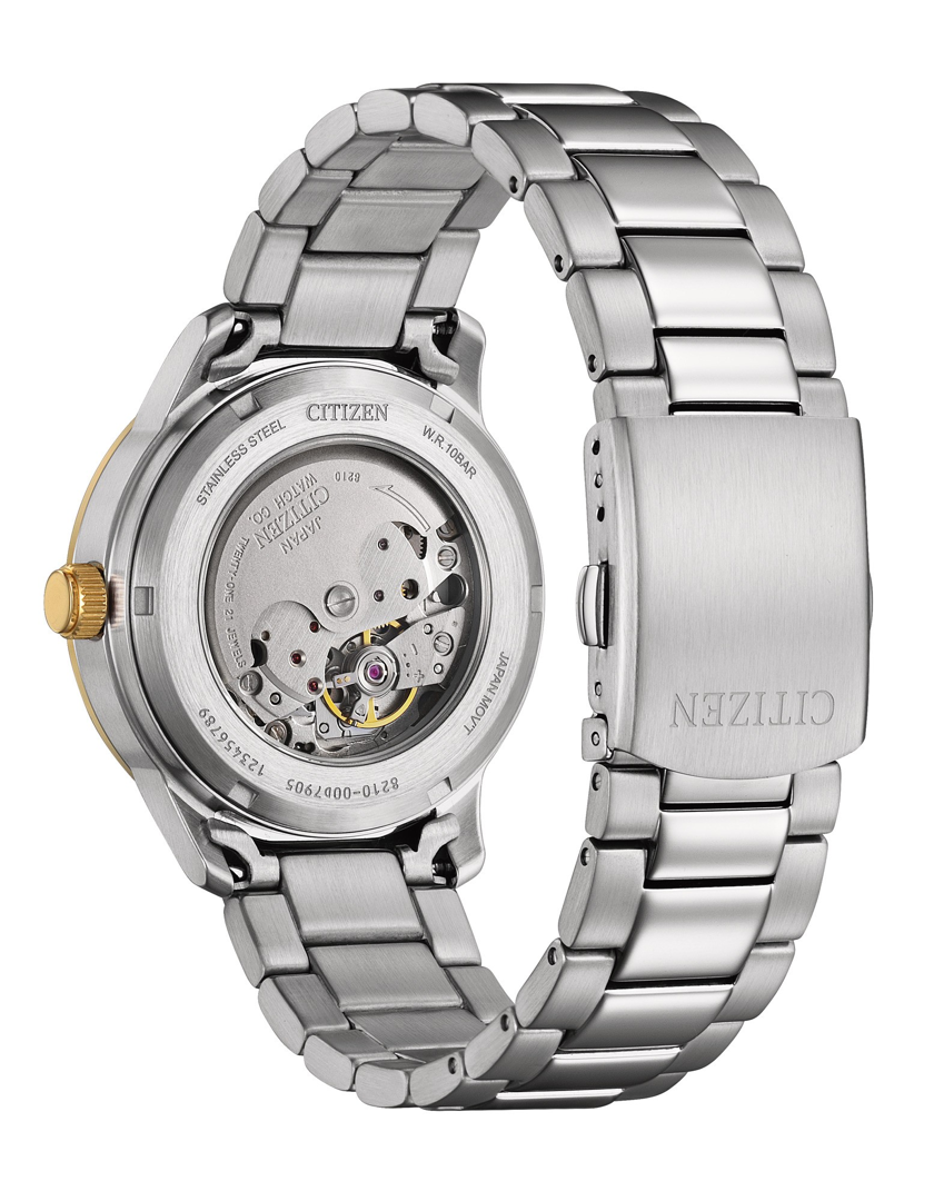 Citizen Mechanical Automatic Green Dial Silver Steel Strap Watch for Men - NJ0196-80X