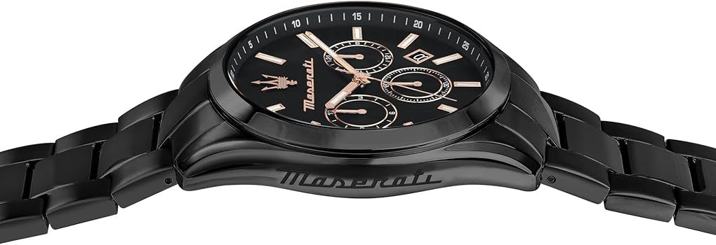 Maserati Attrazione Chronograph Black Dial Black Steel Strap Watch for Men - R8853151009