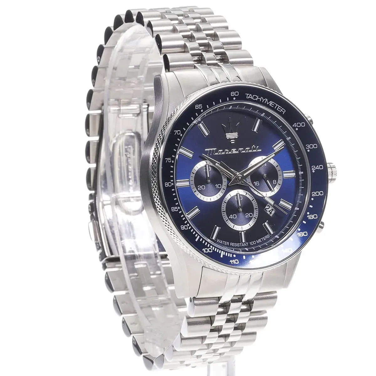 Maserati SFIDA Chronograph Blue Dial Silver Steel Strap Watch for Men - R8873640025