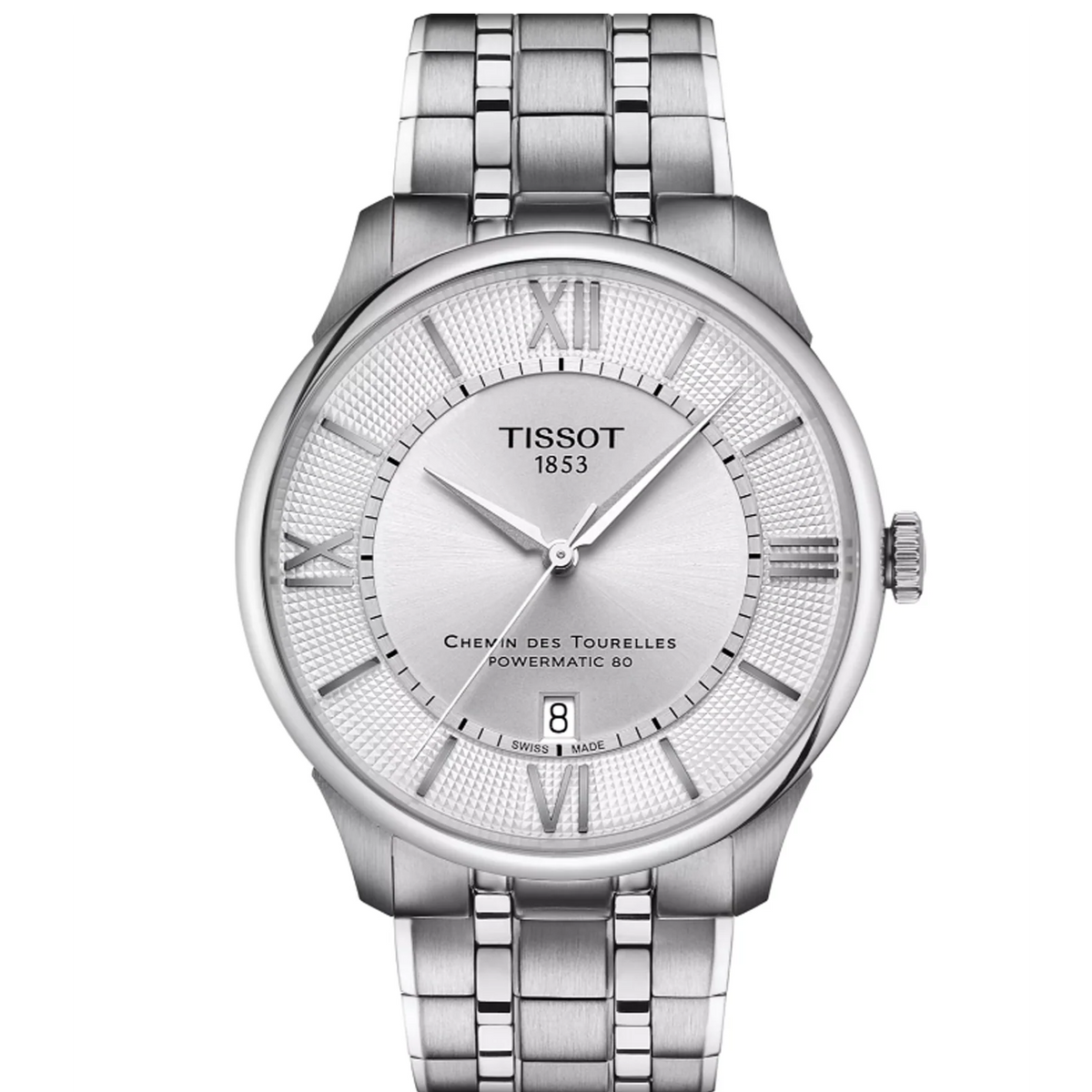 Tissot Chemin Des Tourelles Powermatic 80 Silver Dial Silver Steel Strap Watch for Men - T139.407.11.038.00