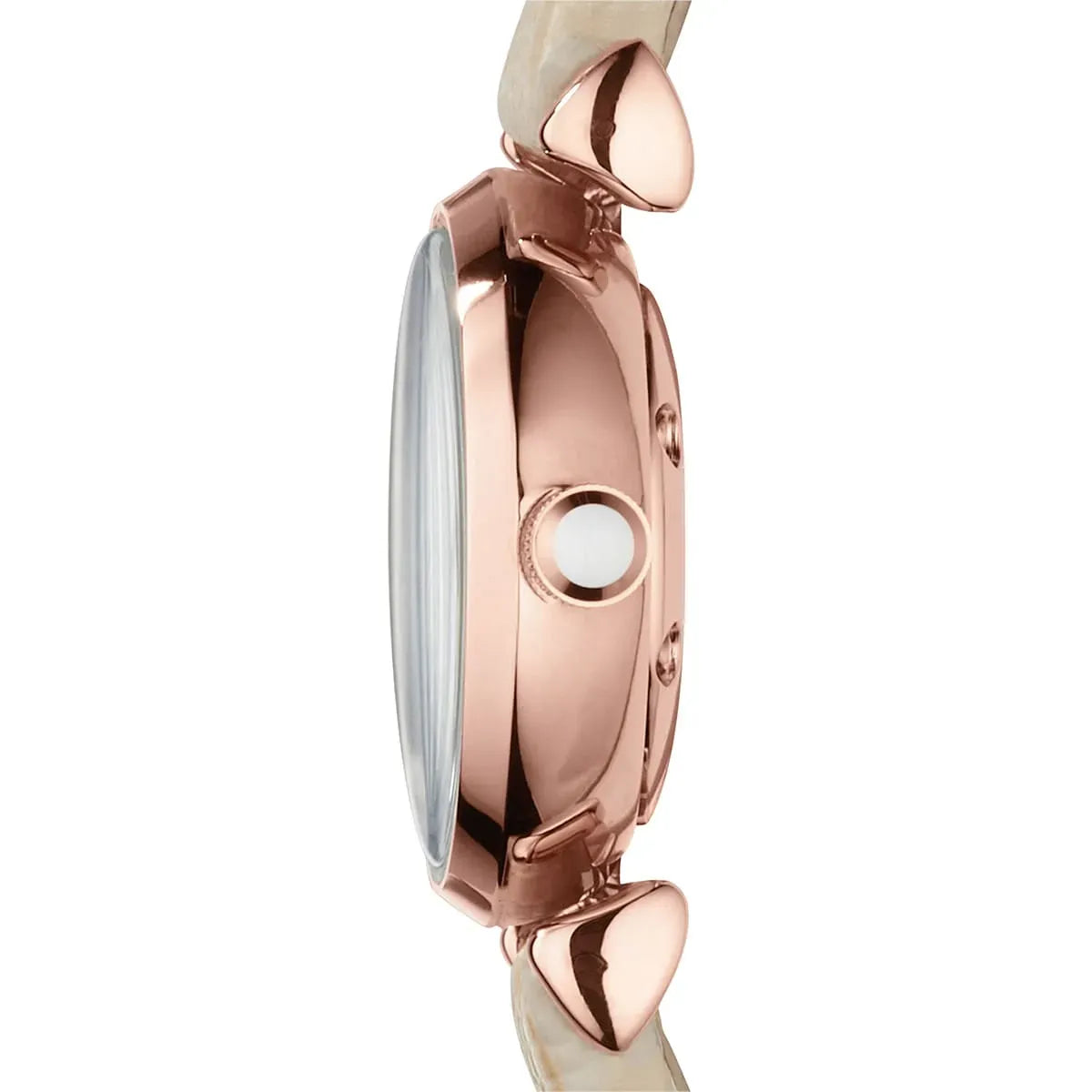 Emporio Armani Gianni T-Bar Silver Dial Beige Leather Strap Watch for Women - AR1687