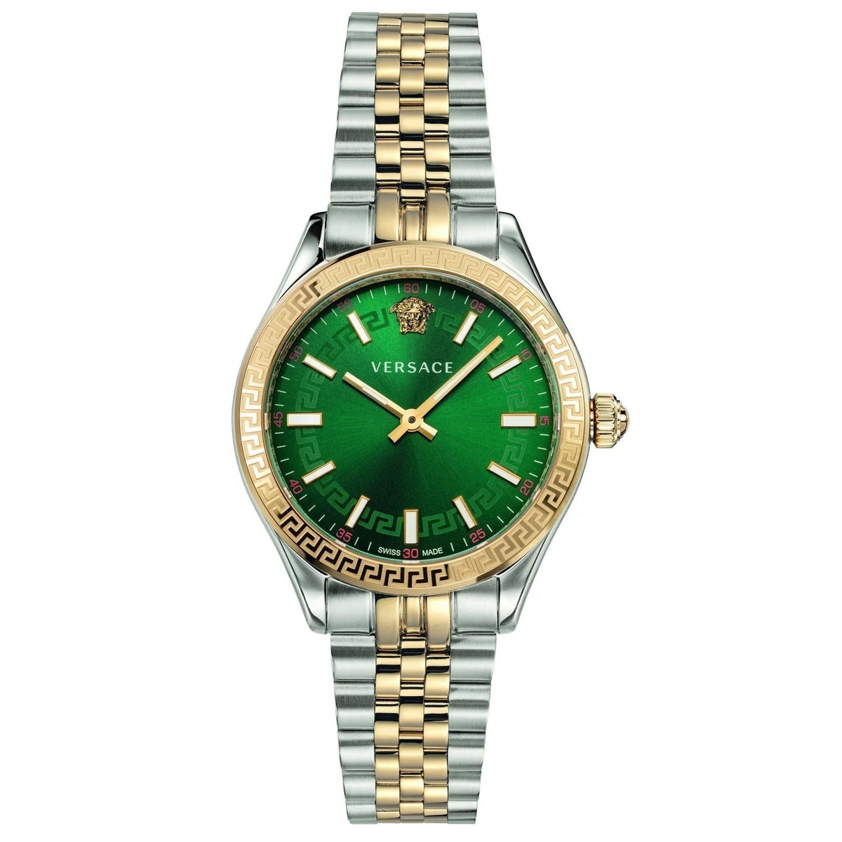 Shop Authentic Versace Hellenyium Quartz Green Dial Two Tone Steel Strap Watch for Women - VEHU00420 - Luxxuri