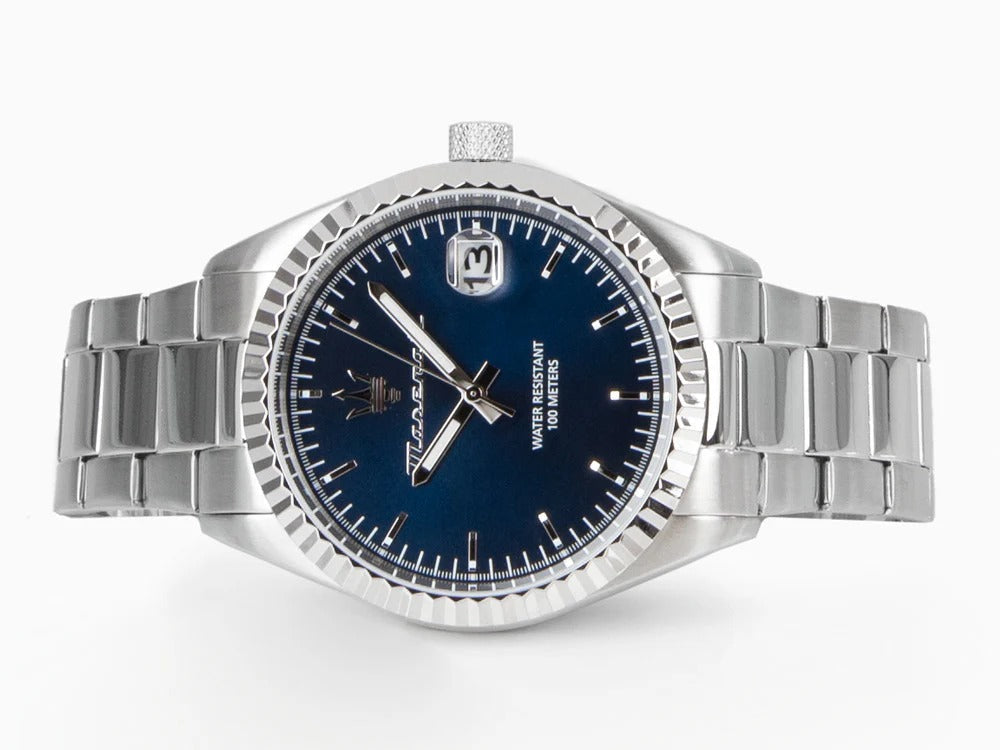 Maserati Competizione Blue Dial Silver Steel Strap Watch for Men - R8853100029