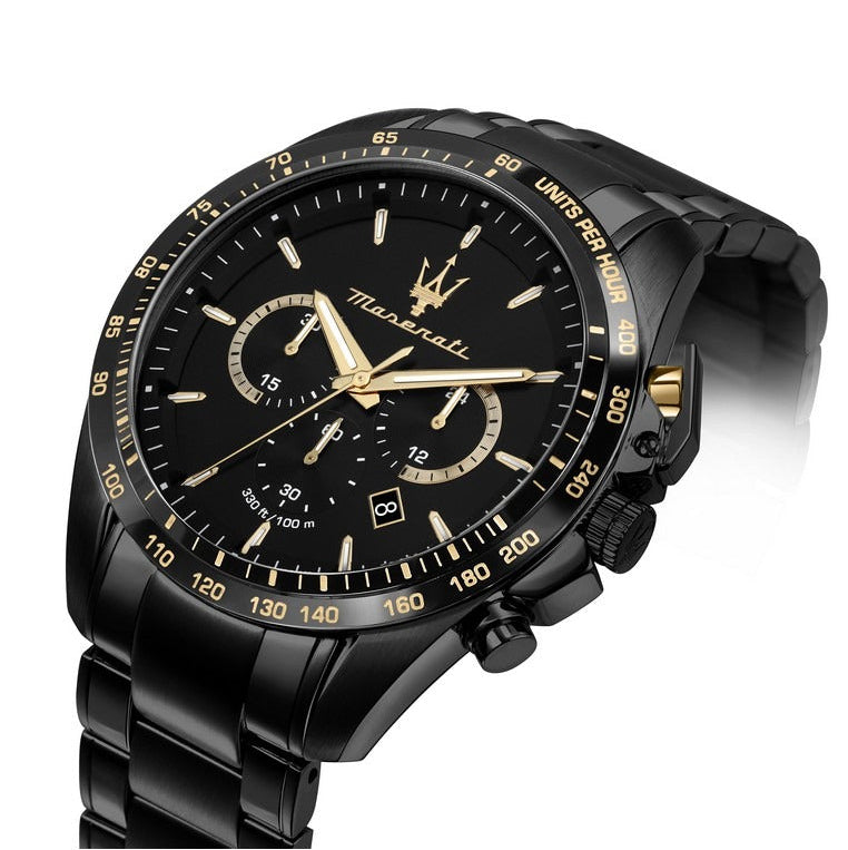 Maserati Traguardo Limited Edition Chronograph Black Dial Black Steel Strap Watch for Men - R8873612051