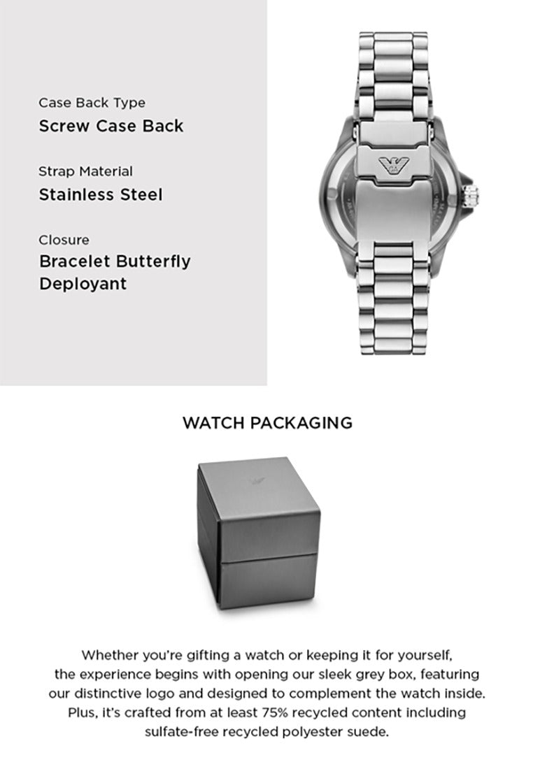 Emporio Armani Sea Explorer Yellow Dial Silver Steel Strap Watch for Men - AR60083