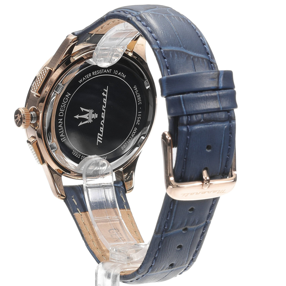 Maserati Sorpasso Chronograph Blue Dial Blue Leather Strap Watch for Men - R8871624009