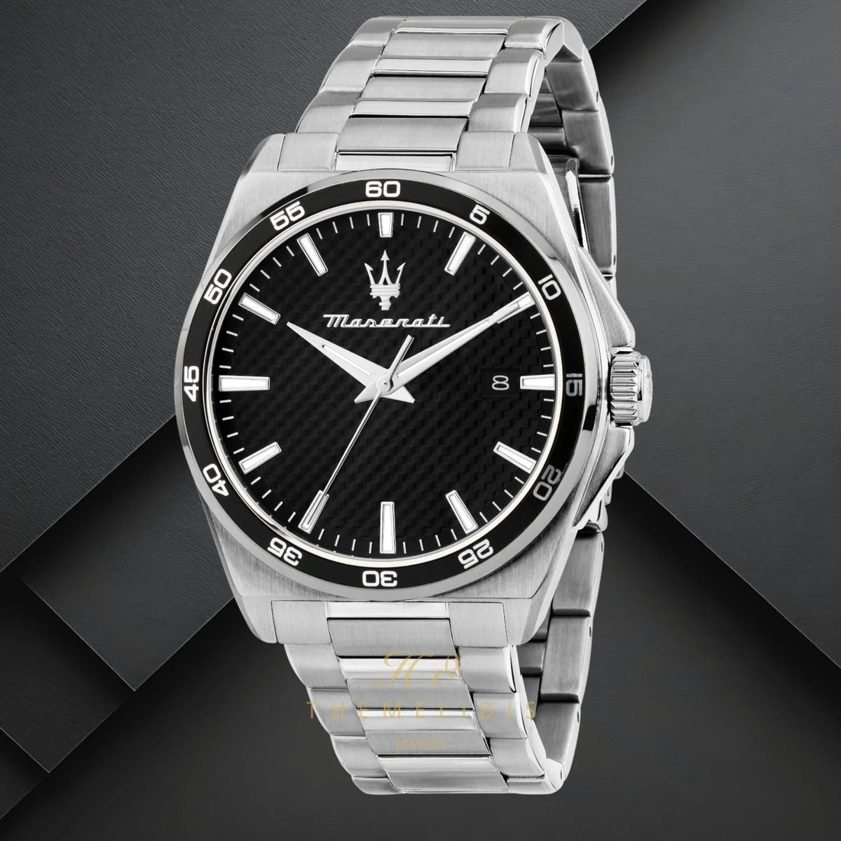 Maserati Velocità Date Black Dial Silver Steel Strap Watch for Men - R8853152002