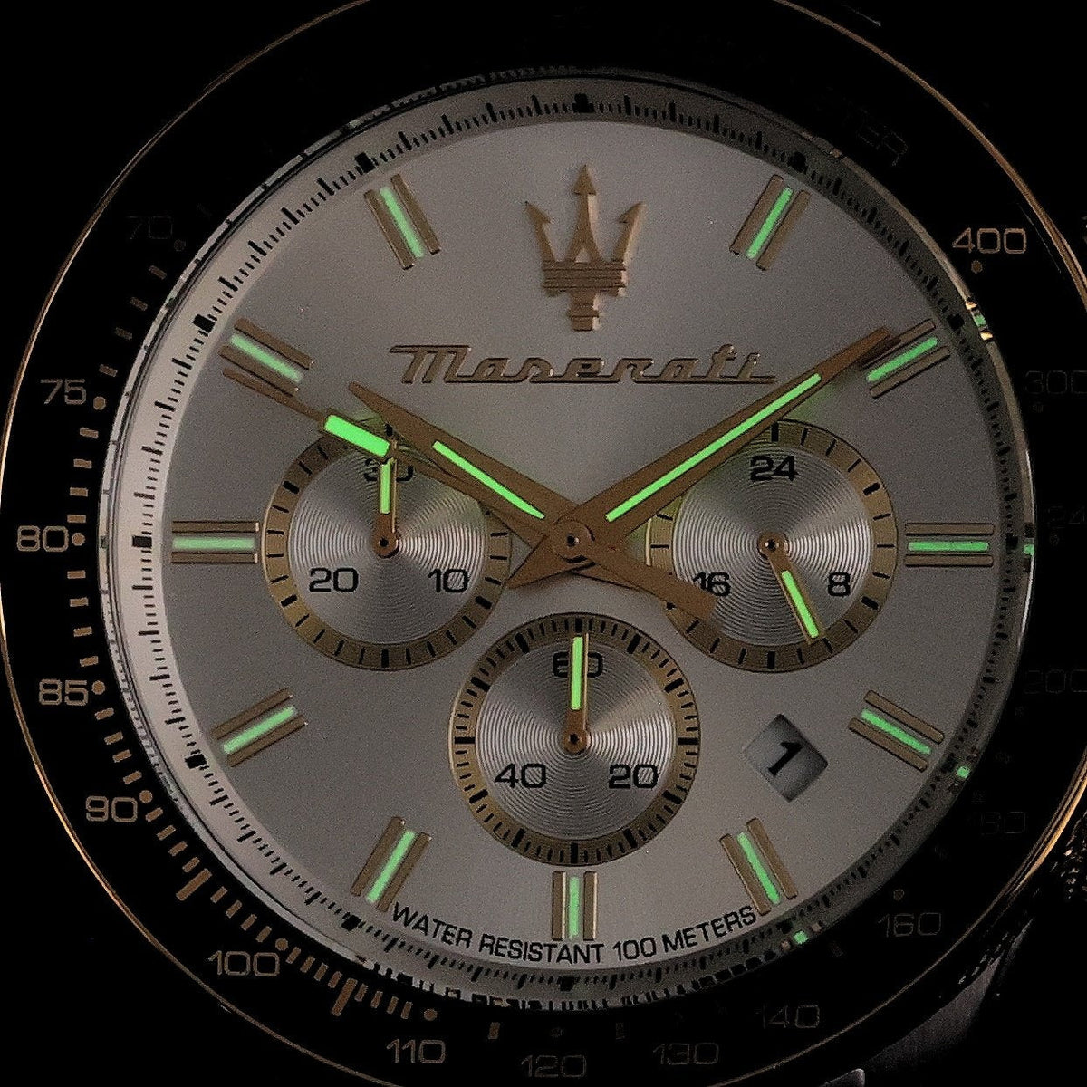 Maserati SFIDA Chronograph Silver Dial Two Tone Steel Strap Watch for Men - R8873640024