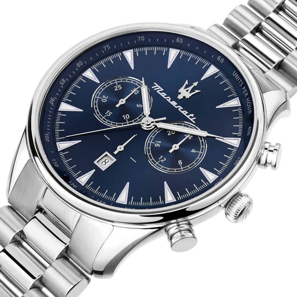 Maserati Tradizione Chronograph Blue Dial Silver Steel Strap Watch for Men - R8873646005