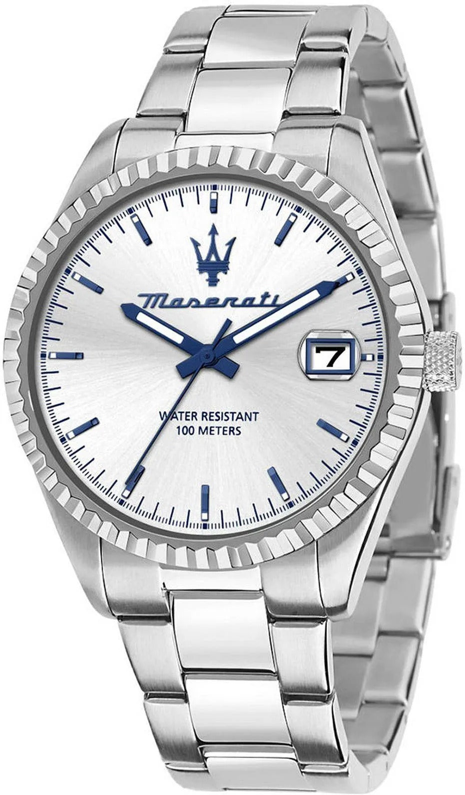 Maserati Competizione Silver Dial Silver Steel Strap Watch for Men - R8853100045
