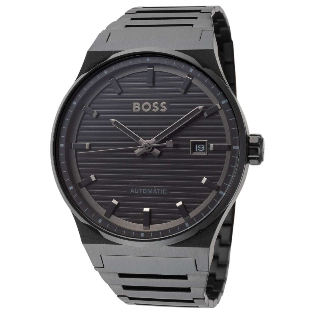 Hugo Boss Candor Automatic Black Dial Black Steel Strap Watch for Men - 1514120