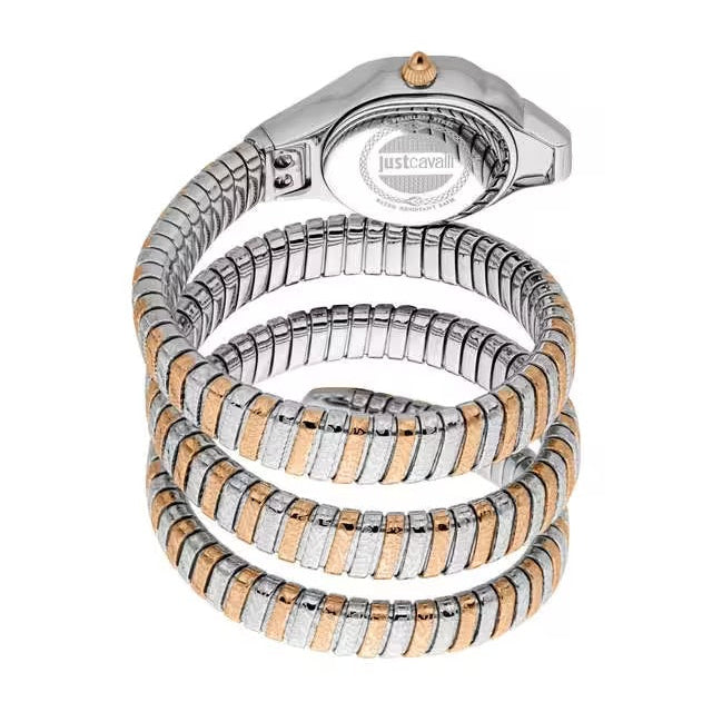 Just Cavalli Lady Snake Silver Dial Two Tone Steel Strap Watch for Women - JC1L249M0065