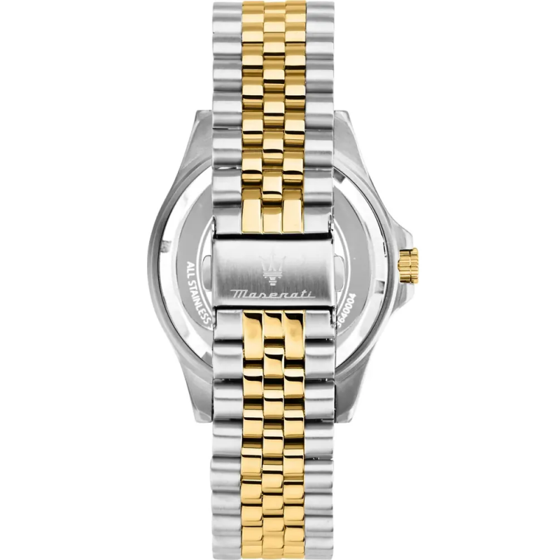 Maserati SFIDA Black Dial Two Tone Steel Strap Watch for Men - R8853140009