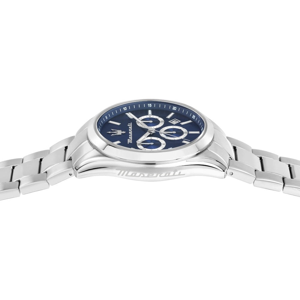 Maserati Attrazione Chronograph Blue Dial Silver Steel Strap Watch for Men - R8853151005
