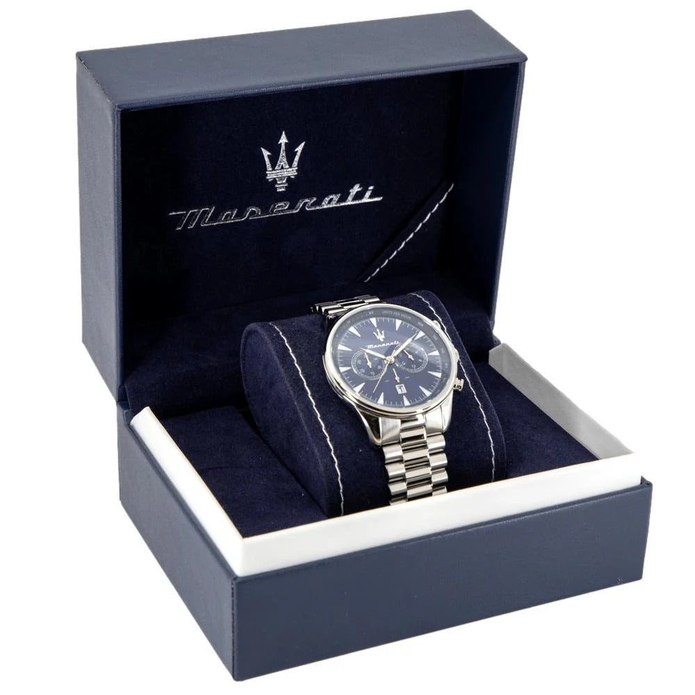Maserati Tradizione Chronograph Blue Dial Silver Steel Strap Watch for Men - R8873646005