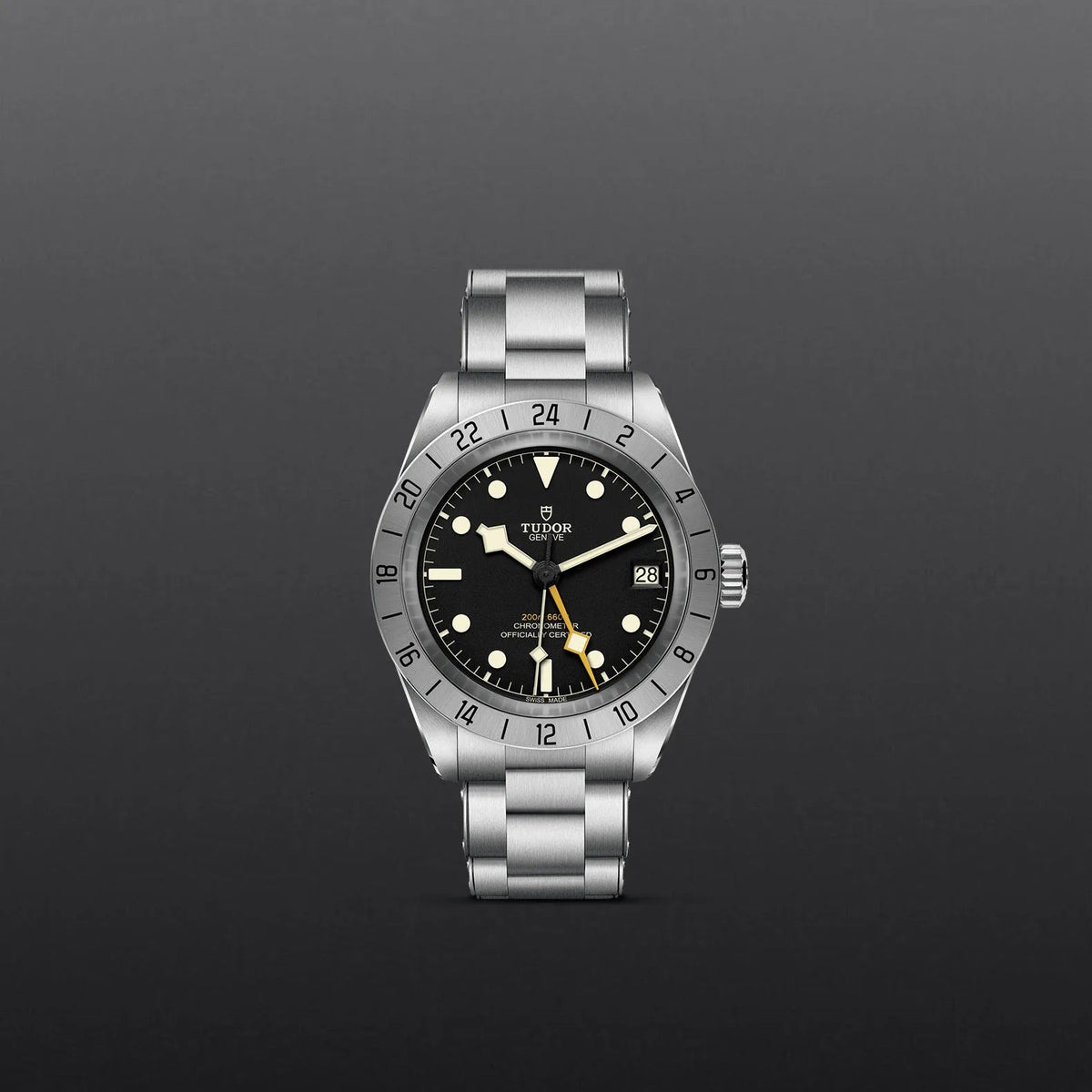 Tudor Black Bay Pro Black Dial Silver Steel Strap Watch for Men - M79470-0001