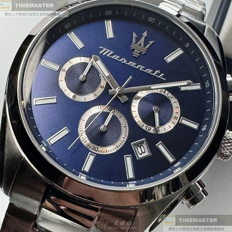 Maserati Attrazione Chronograph Blue Dial Silver Steel Strap Watch for Men - R8853151005