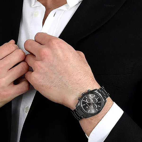 Maserati Attrazione Chronograph Black Dial Black Steel Strap Watch for Men - R8853151001
