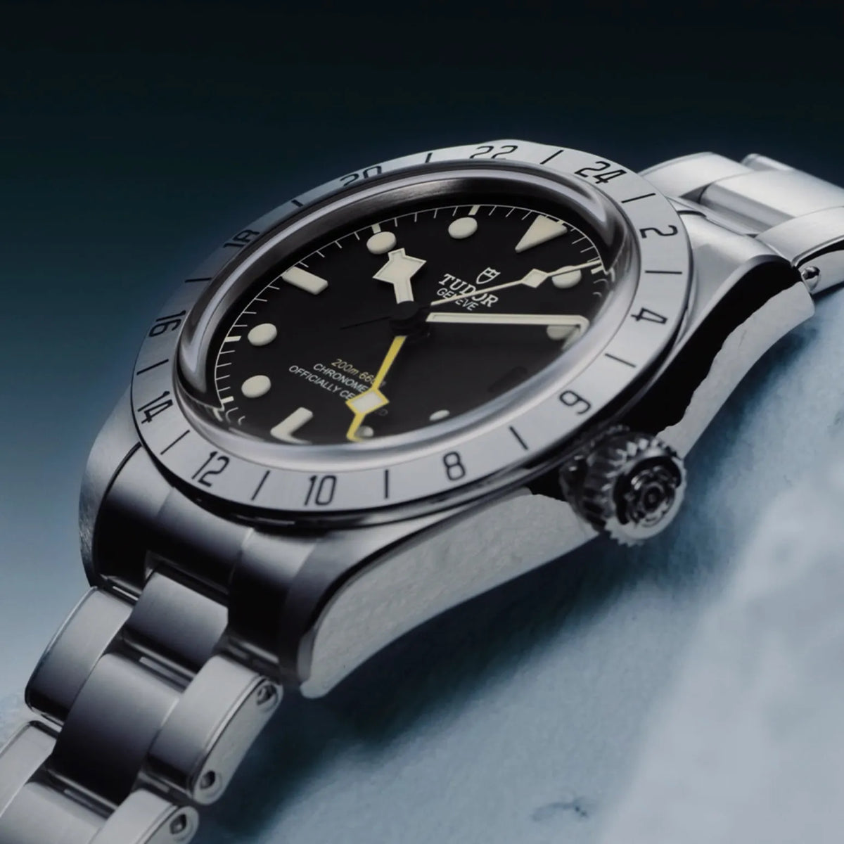 Tudor Black Bay Pro Black Dial Silver Steel Strap Watch for Men - M79470-0001