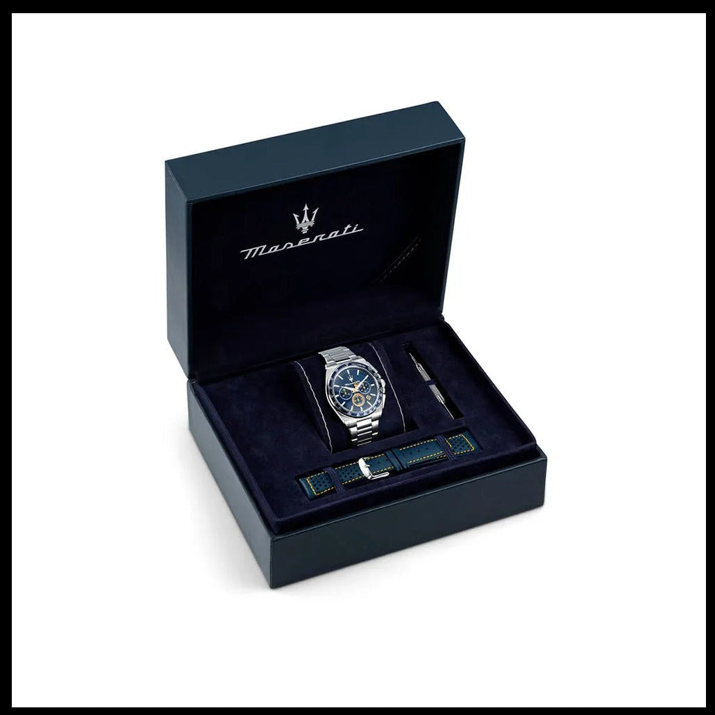 Maserati Velocità Chronograph Blue Dial Silver Steel Strap Watch for Men - R8873652001