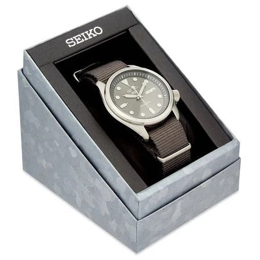 Seiko 5 Sports Automatic Grey Dial Grey Nylon Strap Watch for Men - SRPE61K1