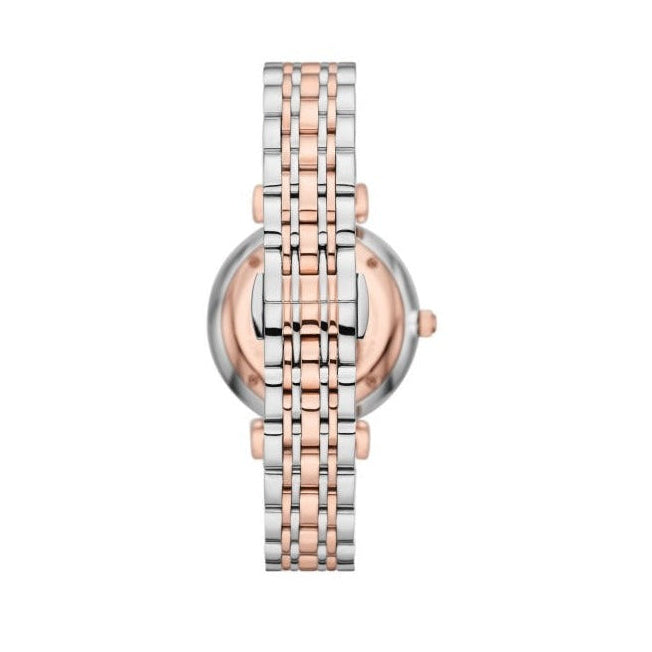 Emporio Armani Gianni T Bar Silver Dial Two Tone Steel Strap Watch for Women - AR11537