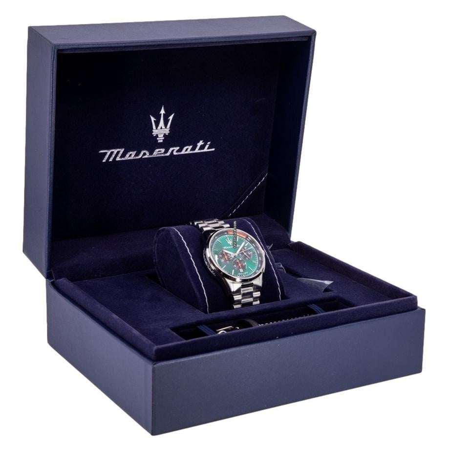 Maserati Sorpasso Chronograph Green Dial Silver Steel Strap Watch for Men - R8873624002