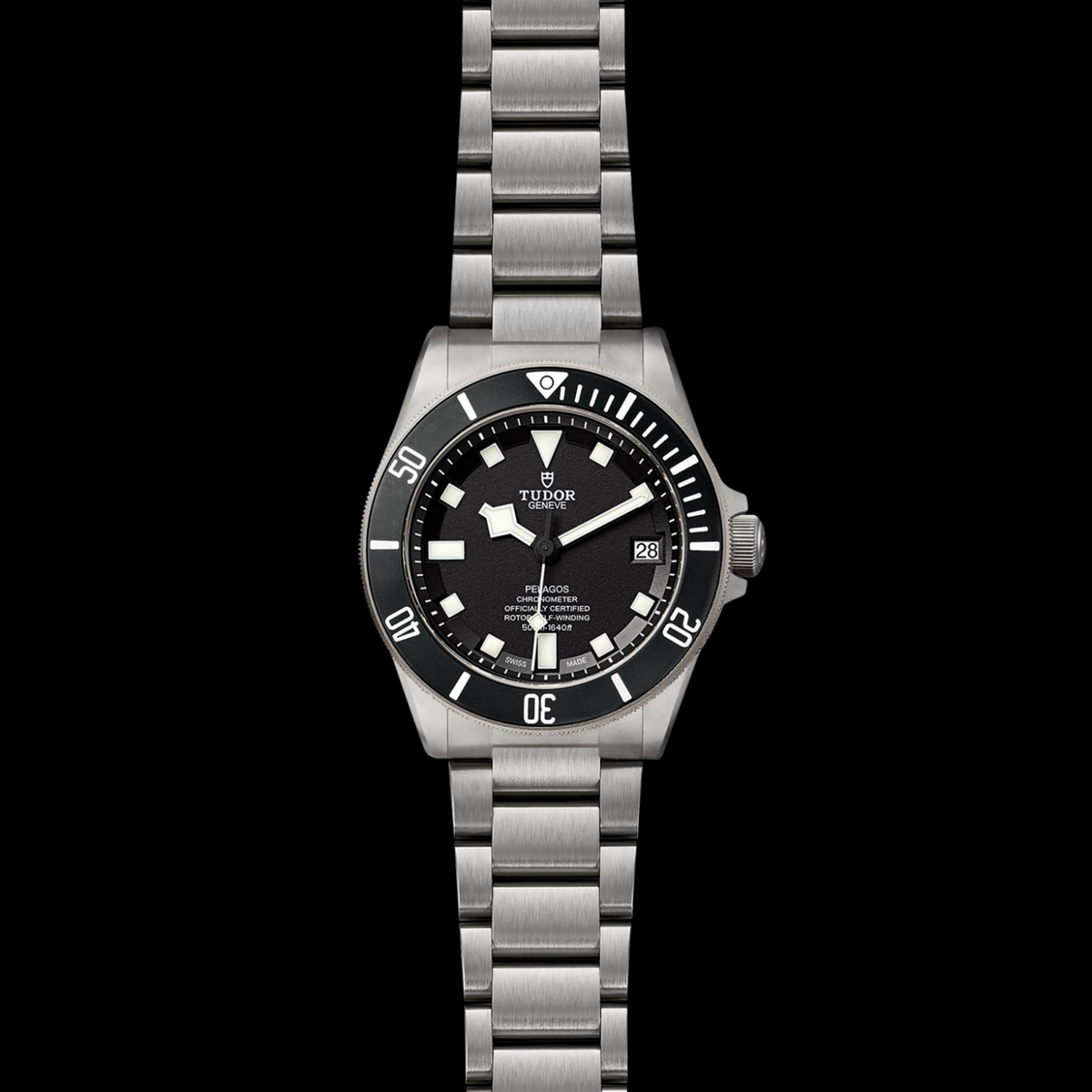 Tudor Pelagos Black Dial Grey Steel Strap Watch for Men - M25600TN-0001