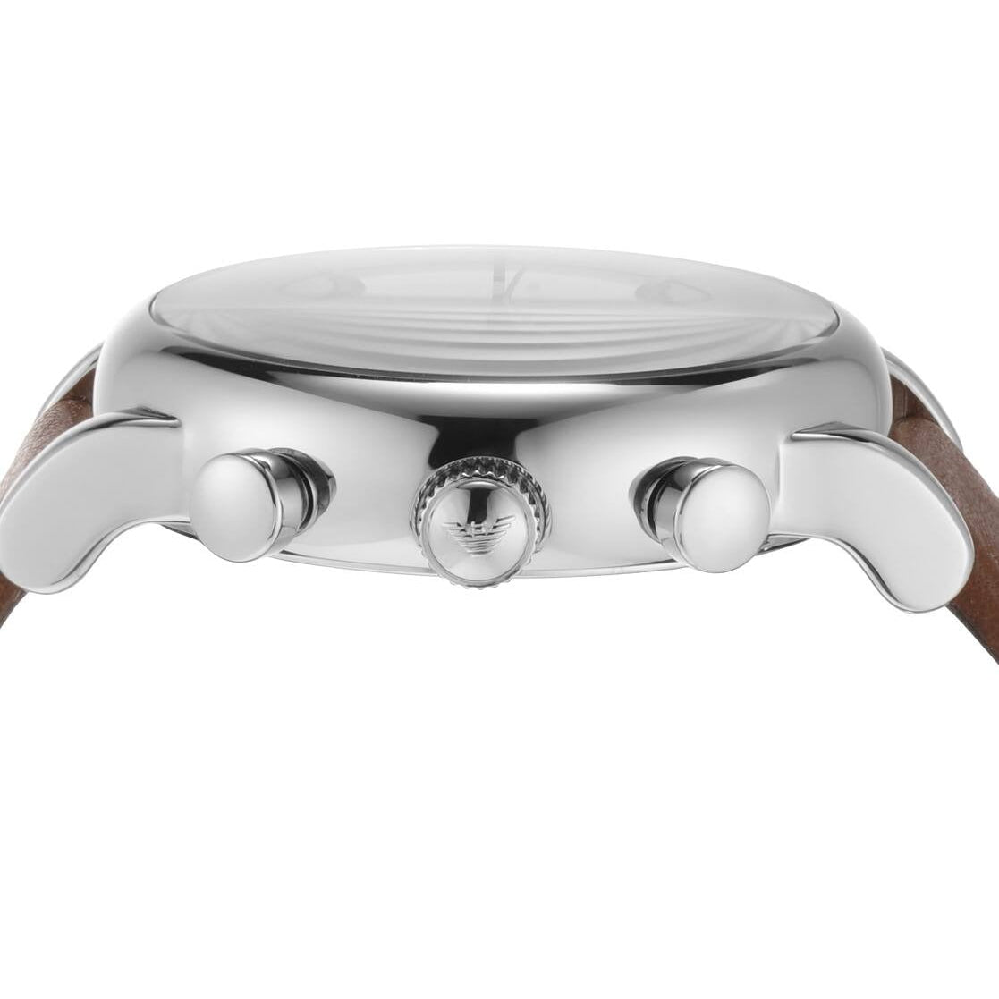 Emporio Armani Luigi Chronograph Silver Dial Brown Leather Strap Watch for Men - AR1846