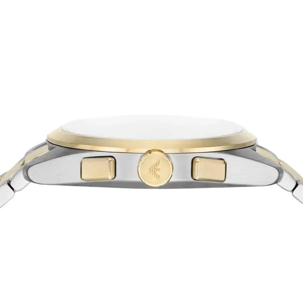 Emporio Armani Elegant Chronograph Cream Dial Two Tone Steel Strap Watch for Men - AR11605