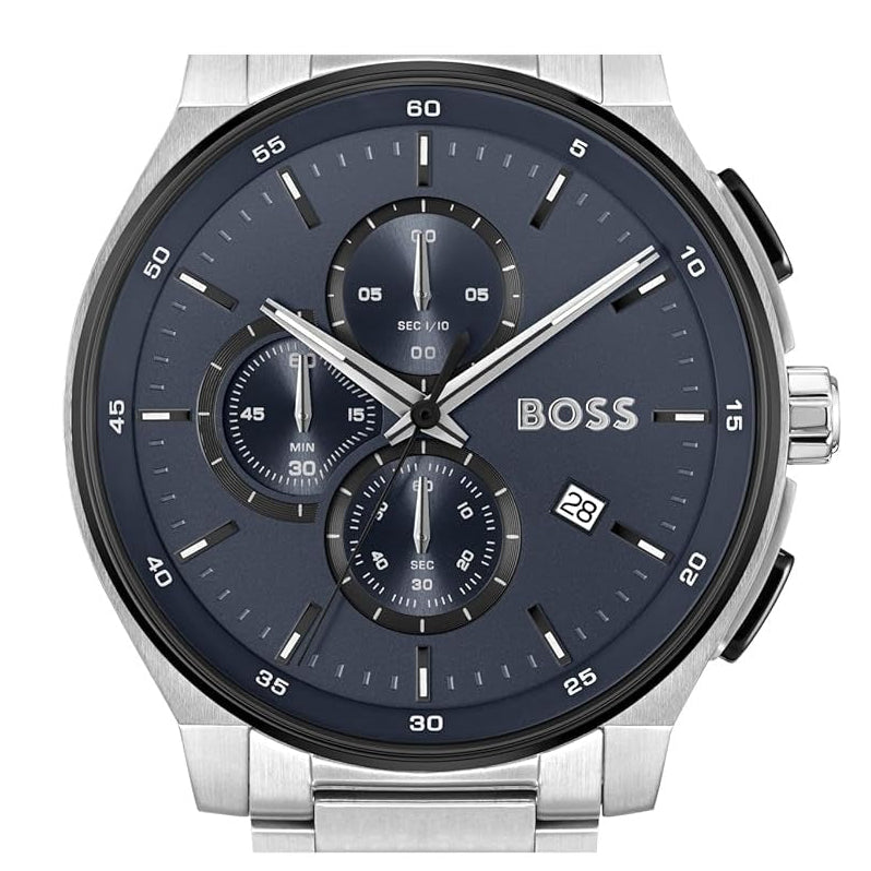Hugo Boss Peak 2.0 Chronograph Blue Dial SIlver Steel Strap Watch for Men - 1514189