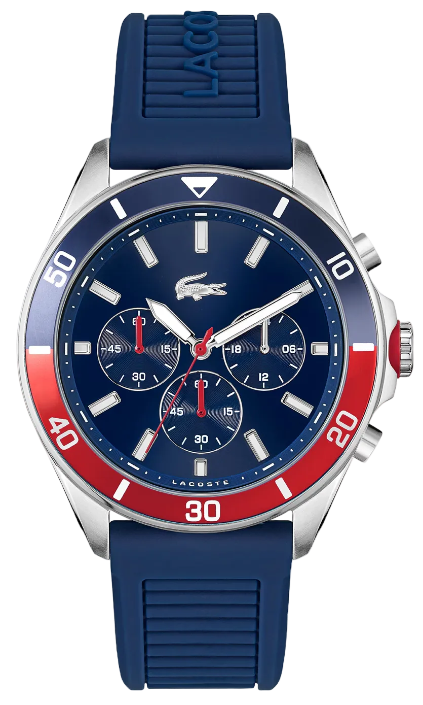 Lacoste Tiebreaker Chronograph Blue Dial Blue Silicon Strap Watch for Men - 2011154
