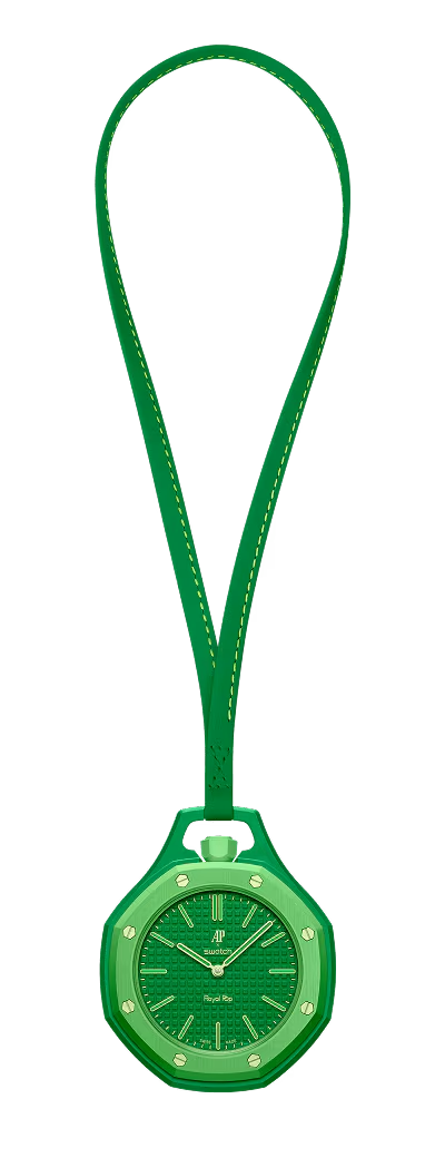 Swatch x AP Royal Pop Green Dial Green Leather Lanyard Watch for Men - Green Eight