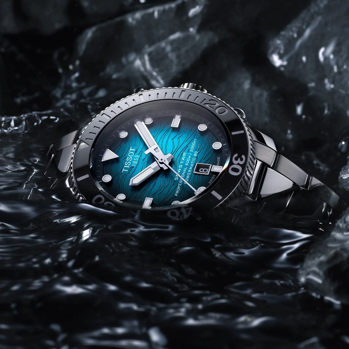 Tissot Seastar 2000 Professional Powermatic 80 Blue Dial Silver Steel Strap Watch for Men - T120.607.11.041.01