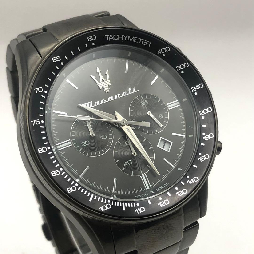 Maserati SFIDA Limited Edition Chronograph Black Dial Black Steel Strap Watch for Men - R8873640016