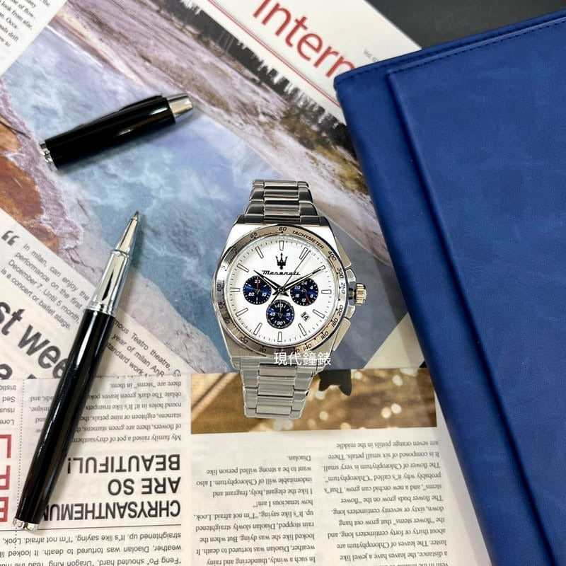 Maserati Velocità Chronograph White Dial Silver Steel Strap Watch for Men - R8873652007