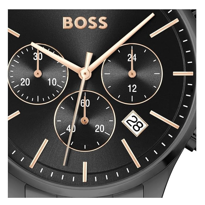 Hugo Boss Avery Chronograph Black Dial Black Steel Strap Watch for Men - 1514256