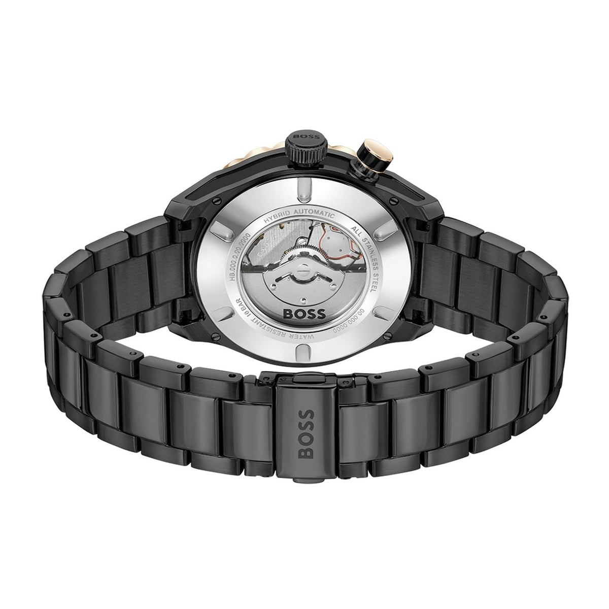 Hugo Boss Bossmatic Automatic Black Dial Black Steel Strap Watch for Men - 1514215