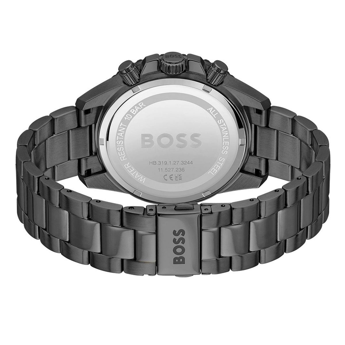 Hugo Boss Admiral Chronograph Black Dial Black Steel Strap Watch for Men - 1514258