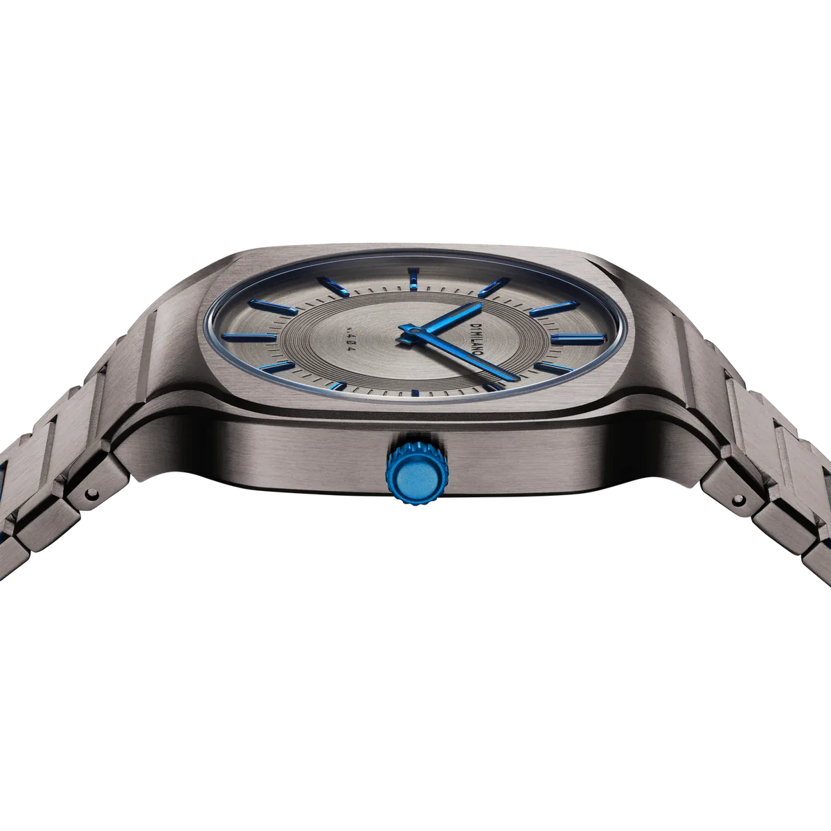 D1 Milano Square Titanium Gray Dial Gray Steel Strap Watch for Men - D1-SQBJ02