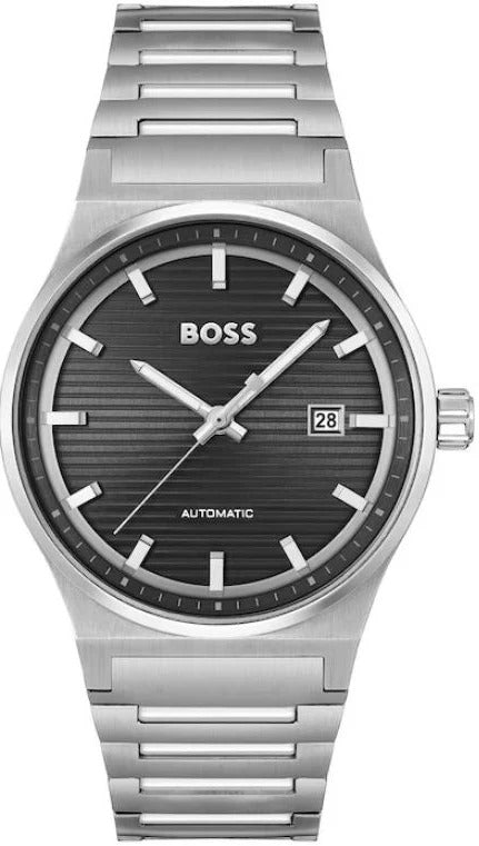 Hugo Boss Candor Automatic Black Dial Silver Steel Strap Watch for Men - 1514117
