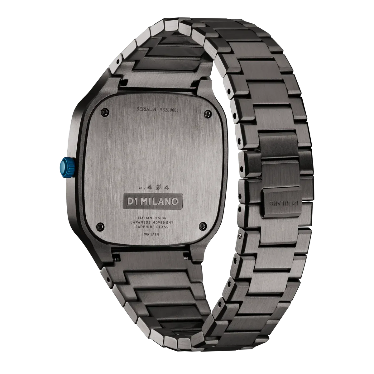 D1 Milano Square Titanium Gray Dial Gray Steel Strap Watch for Men - D1-SQBJ02