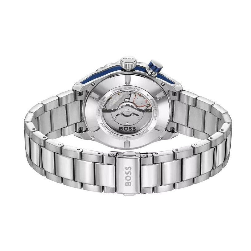 Hugo Boss Bossmatic Automatic Blue Dial Silver Steel Strap Watch for Men - 1514177