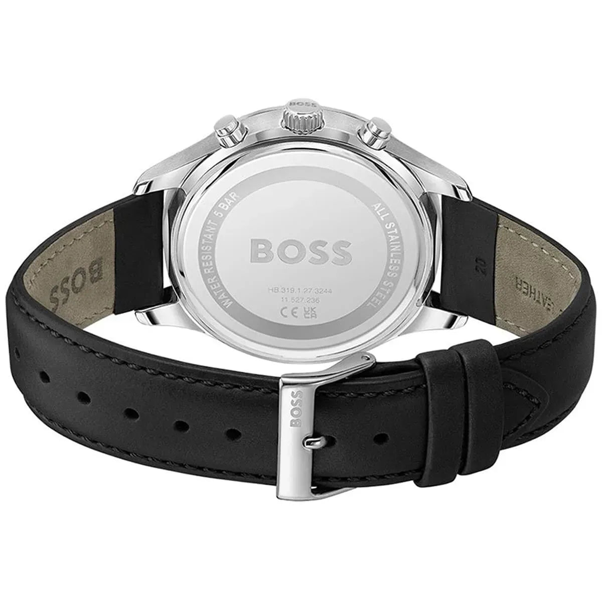 Hugo Boss Avery Chronograph Black Dial Black Leatherr Strap Watch for Men - 1514211