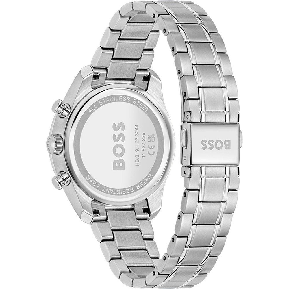 Hugo Boss Grand Tour Chronograph Ice Blue Dial Silver Steel Strap Watch for Women - 1502767